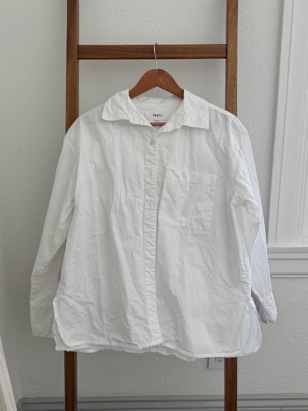 Mate The Label Organic Poplin Long Sleeve Button Down White - Picture 2 of 6
